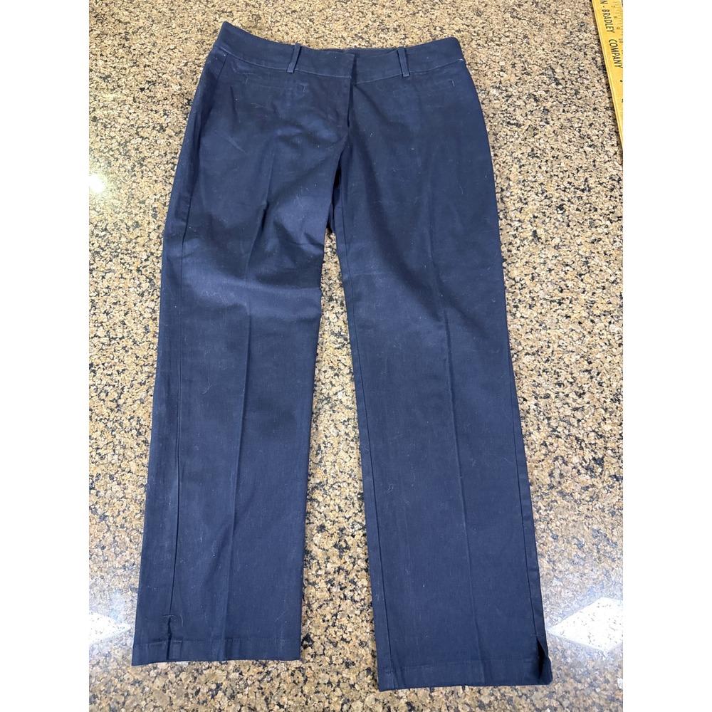 Ann Taylor Curvy Fit Trousers Navy Blue Straight Leg Dress Pants Size 4